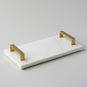 Plateau et plateau de service jetables faits à la main en marbre naturel pour la maison, le restaurant et l'hôtel-Décor de table en pierre pure - Product Image 5