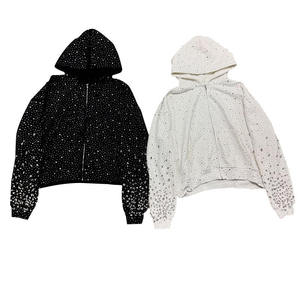 Sweat à capuche unisexe de haute qualité, avec strass, couture personnalisée, doublure, capuche, hiver, grande taille, hommes, sweat à capuche lourd vierge - Product Image 4