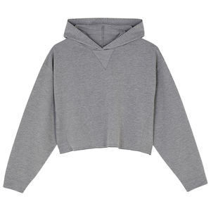 Sudadera con capucha corta de manga larga de invierno con logotipo personalizado para mujer, forro polar bordado, grueso, informal, de algodón, cremallera, estilo Y2K - Product Image 2