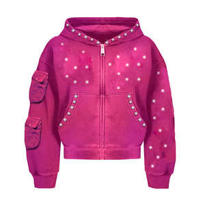 Sudadera con Capucha Extra Grande para Adultos, con Pedrería de 5mm y Lavado Ácido, Sudadera Personalizada Unisex para Hombre - Product Image 6