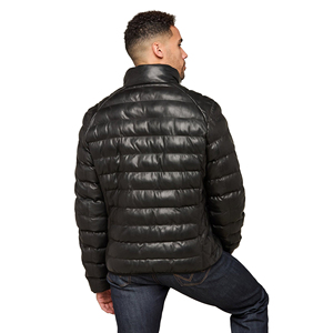 Veste matelassée en cuir pour homme, couleur unie, personnalisée, populaire, style zippé, chaude, imperméable et coupe-vent - Product Image 6
