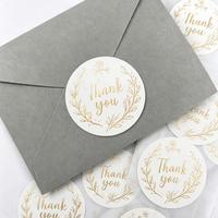 Autocollants de remerciement personnalisés de 1 pouce de diamètre avec impression de logo, estampage à chaud doré, pelliculage mat, en rouleaux, pour cadeaux, vente en gros