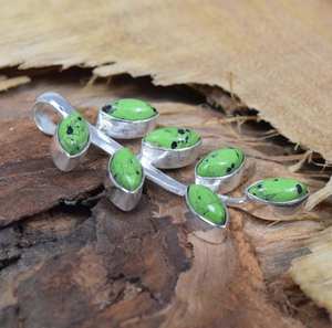 Handmade Green <b>Turquoise</b> Leaf Pendant 925 Sterling Silver Jewelry Women December Birthstone Gift Elegant <b>Necklace</b> - Product Image 2
