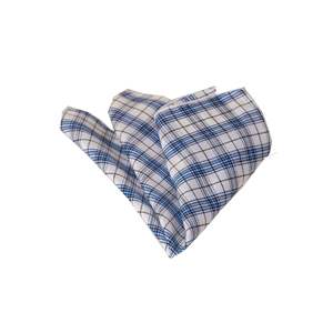 Pañuelo de bolsillo con cuello de algodón a cuadros blanco azul negro - Product Image 1