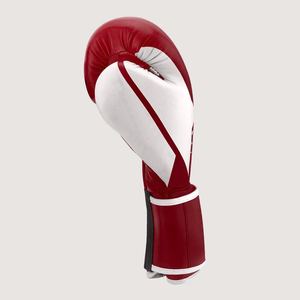 Guantes de Boxeo Profesionales de Cuero Rojos y Blancos con Cierre de Velcro para Adultos, Equipo de Artes Marciales - Product Image 1