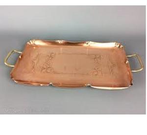 Bandeja rodante de Metal pequeña para boda de lujo indio, bandeja para servir café Irregular personalizada para el hogar, gran oferta, acero de cobre para comida con estilo - Product Image 4