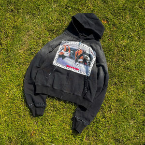 New Wholesale Fashion Man Clothes Custom logo Color Block Heavyweight <b>Fleece</b> <b>Hoodie</b> <b>Oversized</b> Cropped Streetwear Hoodies Men - Product Image 4