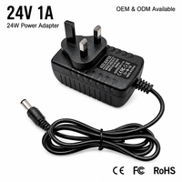 Adaptateur secteur mural AC/DC 24V 1A de qualité industrielle, prises US/EU/UK/AU, alimentation 24W 24V 1000mA pour bandes LED et caméras de vidéosurveillance