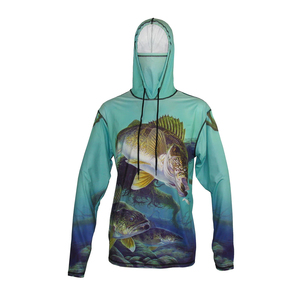 Custom Bamboo Friendly Material reciclado UV UPF50 + Humedad Wicking Hombres Sudadera con capucha de manga larga de pesca Camisetas con máscara - Product Image 2