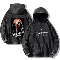 Hoodie Fleece Bordir Tokio Hotel Kaulitz 89 Acid Wash Musim Dingin 100% Katun Oversize Kasual Retro Gothic Pullover Custom Pria