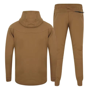 Latest Tech Fleece Men's Tracksuit Set in Mocha <b>Brown</b> Custom Full-Zip Hoodie & Slim Fit <b>Jogger</b> Training & Casual Wear Tracksuits - Product Image 2