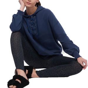 Wholesale Winter <b>Women's</b> Hoodies Loose Knit Pullover 100% Cotton <b>Fleece</b> <b>Cardigan</b> Jacket Drawstring Hoodie With Custom Logo - Product Image 5