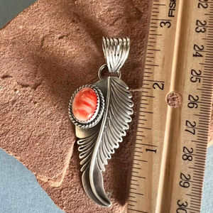 จี้925ขนนกเงินสเตอร์ลิงทำด้วยมือ - Product Image 1