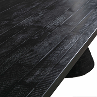 Base de piedestal en corde artisanale de qualité moderne, forme ovale, en bois d'acacia, finition noire antique texturée, pour bar à domicile ou hôtel