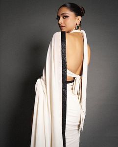 Bollywood indien haute qualité blanc Georgette Saree vêtements exclusifs pour la fête Festival Style ethnique porter Saree pour femmes fille - Product Image 4