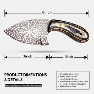 Couteau à désosser Burraq fait main en acier D2 de 2 mm d'épaisseur avec manche en bois et étui en cuir, cadeau idéal pour le camping et la chasse - Product Image 2