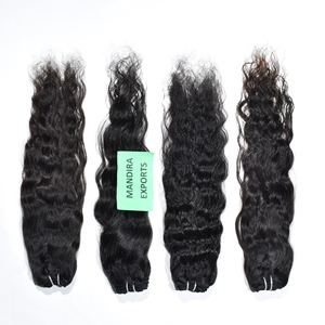 Vente en gros pas cher prix cheveux indiens couleur noire tissage ondulé faisceaux donneur unique extensions de cheveux humains vierges non traités - Product Image 1