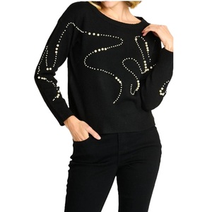 Pull-over d'hiver personnalisé avec logo OEM pour femmes, pull en tricot décontracté à col rond, décoration à paillettes, motif de personnage, 100% acrylique - Product Image 3