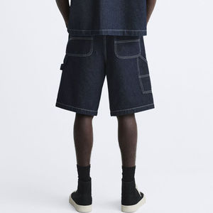 Nueva moda de verano para hombre, ropa de calle, pantalones cortos de carpintero, pantalones cortos de trabajo sueltos, pantalones cortos holgados con costuras en contraste, pantalones cortos personalizados para hombre - Product Image 5