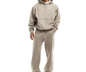 Chándal Deportivo de Invierno para Hombre, Personalizado con Logotipo, de Spandex/Poliéster, Transpirable, con Forro Polar, Sudadera Corta con Cremallera y Pantalones Acampanados - Product Image 1