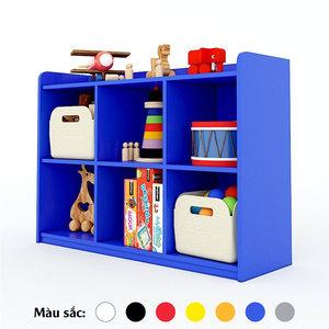 <b>6</b>-<b>Drawer</b> Preschool Shelving Unit 117x40x88cm Rubberwood Frame Painted KGS006 Easy Standing Installation - Product Image 4