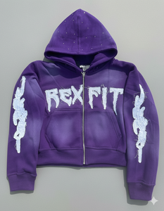 เสื้อฮู้ดซิปผู้ชาย Rexfit Sports รุ่นยอดนิยม พร้อมลายปักแบบดิสเทรส |   เสื้อแจ็คเก็ตมีฮู้ดผ้าฟลีซเนื้อนุ่ม |   เสื้อผ้าลำลองประจำวัน - Product Image 1