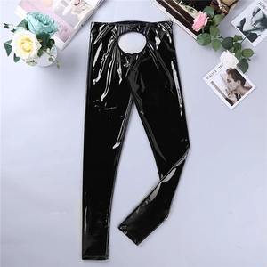 Fashion Sexy <b>Mens</b> Lingerie Shiny Leather Open Back and Open <b>Pouch</b> Tight Pant slim fit Leggings Trousers Nightwear Clothes - Product Image 5