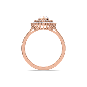 Elegante anillo de compromiso con doble halo de diamantes marquise de 1.51 quilates en oro amarillo, blanco y rosa de 9 quilates. - Product Image 4