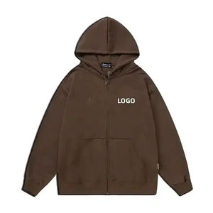 Survêtements zippés personnalisables pour hommes, coupe oversize à épaules tombantes, style streetwear, en molleton 100% coton, pour tenue décontractée - Product Image 2