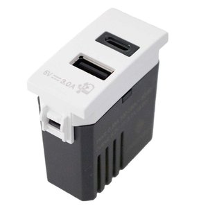 Modulo presa caricatore USB 5V 3A USB-A + colore bianco USB-C compatibile con Bticino Living e Vimar Plana - Materials - Product Image 1