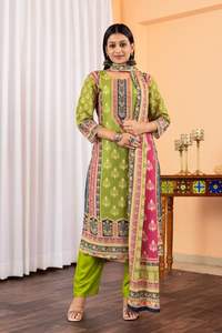 Magnifique maslin imprimé avec impression numérique kurta Set Heavy Traditional Party Wear for Adults Indian Pakistanais - Product Image 4