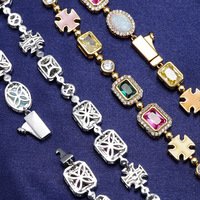 Bracelet à maillons CZ coloré pour homme, chaîne de pierres précieuses de luxe pour femme, accessoires hip-hop, collection cadeau fournisseur personnalisé