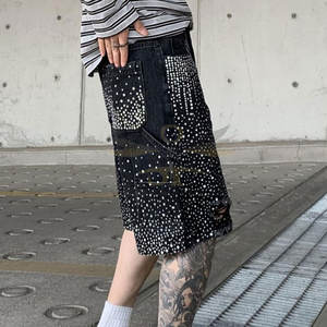 กางเกงขาสั้นสำหรับผู้ชายกางเกงขาสั้นพลอยเทียมสีตัดกันทำจากพลอยเทียม - Product Image 4