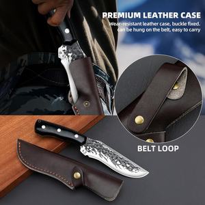 Couteau de cuisine en acier inoxydable fait main sur mesure avec manche en bois et gaine en cuir fin couteau Damas de la vie de chef - Product Image 4