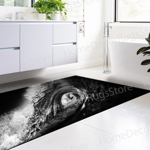 Black And White Surf <b>Rugs</b>, Accent <b>Rugs</b>, Wave <b>Rugs</b>, Custom <b>Rugs</b>, Printed <b>Rug</b>,With Pile Soft <b>Rug</b> - Product Image 5