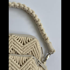 Bolso de mano cruzado informal de macramé para mujer OEM/ODM, cuerda de algodón de ganchillo hecha a mano con cremallera abierta, estilo de mujer de tamaño pequeño - Product Image 3