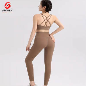 Traje de Yoga de 2 Piezas sin Mangas para Mujer, de Alta Calidad, Elástico, para Deporte, Ejercicio, Transpirable, de Spandex/Poliéster - Product Image 2