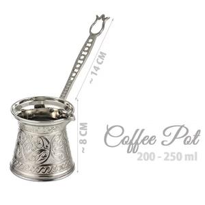Juego de Cafetera Turca con Mango de Latón Plateado, Decoración de Mesa para el Hogar, Cocina, Restaurante, Hotel, Fiesta, Hecho a Mano en India - Product Image 2