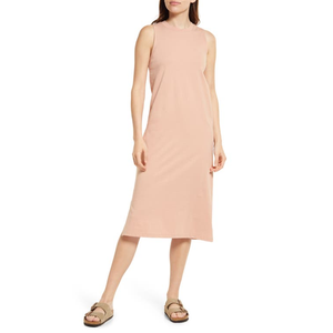 Vestido Midi de Algodón Color Coral Marrón Antiguo Madewell, Cuello Redondo, Estilo Elegante para Ocasiones Diurnas, Transpirable, Tallas desde XS hasta XL - Product Image 1