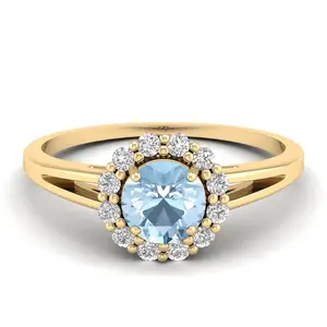 Cá Nhân Tự Nhiên Bất Kim Cương Aquamarine Đá Quý Người Đàn Ông Nhẫn Phụ Nữ Đồ Trang Sức Thời Trang Rắn Rose Gold Vintage Handmade Nhẫn