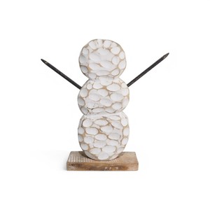 Vente en gros de décorations de Noël d'intérieur Poupée bonhomme de neige en bois faite à la main pour la décoration de la maison - Product Image 4