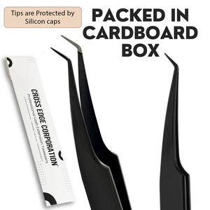 Pinzas de extensión de pestañas con punta de fibra negra de etiqueta privada para ventiladores de volumen de pestañas, pestañas tenues, botas de Punta Nano, agarre fuerte - Product Image 5