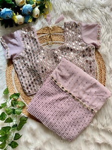 Nuevo DISEÑO DE Bollywood Superhit Secuencia de lanzamiento Crush plisado Faux Georgette Saree para fiesta pesada ropa de boda para mujeres niñas - Product Image 4