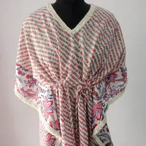 Caftán estampado de algodón Handblock para mujer, Vestido de playa informal, caftán estampado para ropa de playa - Product Image 1