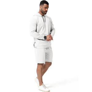 Pullover Boxy Hoodie Sweat <b>Shorts</b> Set Cotton Polyester <b>Fleece</b> Personalized Blank Sports Tracksuit for <b>Men</b> - Product Image 3