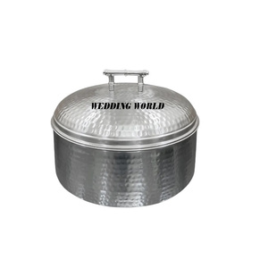 Olla Caliente de Acero Inoxidable Martillada, Diseño Personalizado, Cazuela Hecha a Mano, Vajilla Minimalista de Lujo, Calentador de Comida para Bodas - Product Image 6