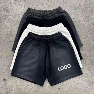 กางเกงขาสั้นผู้ชายแบบวินเทจใหม่สำหรับใส่วิ่งผ้าคอตตอนฟอกสีกรดซักได้โลโก้ตามต้องการ - Product Image 2