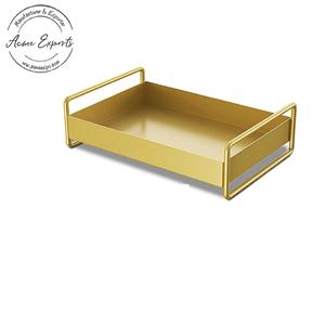 Lujosa bandeja decorativa de metal con acabado dorado antiguo Diseño rectangular elegante perfecto para servir y decorar el hogar - Product Image 3