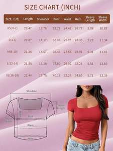 Tops cortos básicos de verano para mujer, camisetas de punto de manga corta con cuello cuadrado, Camisetas básicas con patrón bonito y sólido para salir - Product Image 6