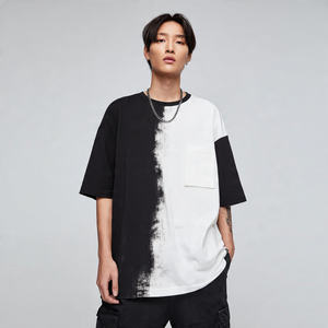 T-shirt à épaules tombantes pour homme, vêtement de mode, léger, surdimensionné, streetwear, manches courtes, 100% coton tissé - Product Image 1